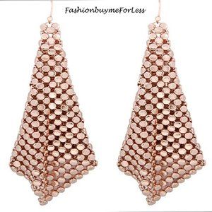 BOHO Rose Gold Chainmail Sheets Dangling Earrings